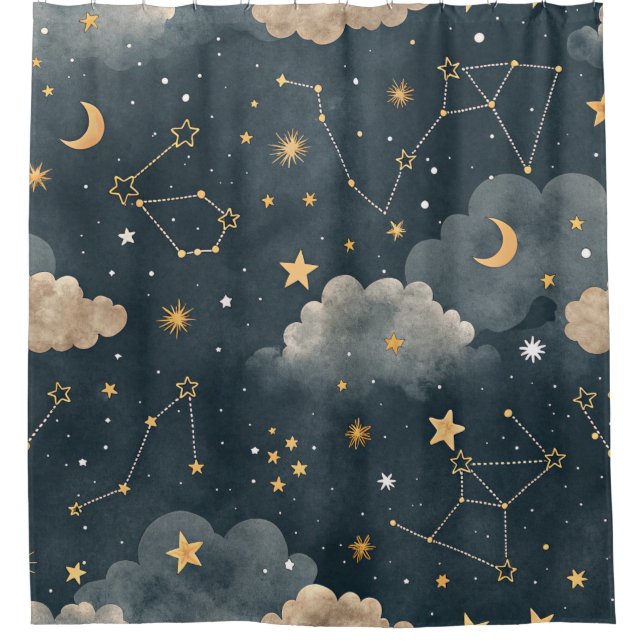 Cortina Para Box Padrão de Estrelas da Constelação Celeste (5) (Frente)