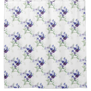 Cortina Para Box Padrão De Flor De Horto De Ervilha Azul E Doces