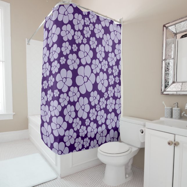 Cortina Para Box Padrão de Flor - Roxo (In Situ)