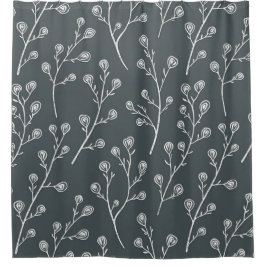 Cortina Para Box Padrão de flor selvagem branca
