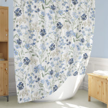 Padrão de Flor Silvestre Aquarela Azul