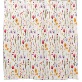 Cortina Para Box Padrão de Flores Silvestres Botânicas