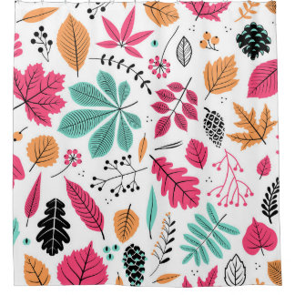 Cortina Para Box Padrão de Folha de outono Abstrato sem costura