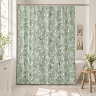Cortina Para Box Padrão de Folhas de Oliveira Elegantes