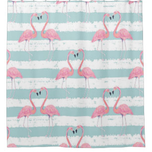 Cortina Para Box Padrão de Fundo Flamingo Exótico