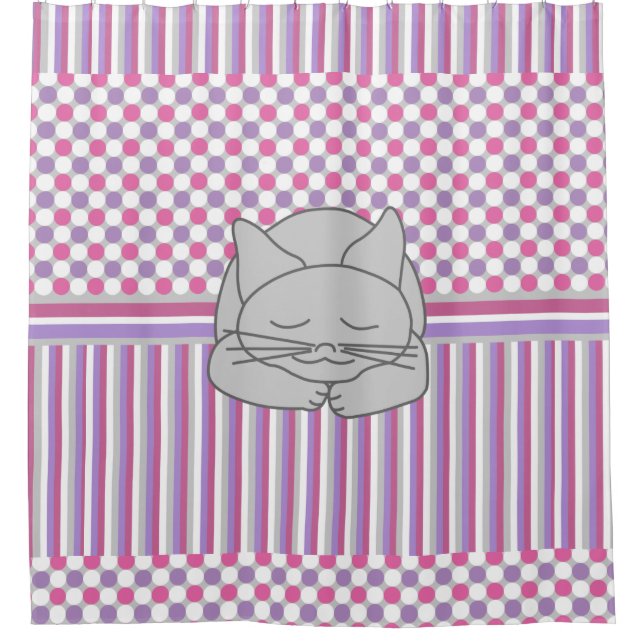 Cortina Para Box Padrão de Gato de Cinzas Dormindo (Frente)