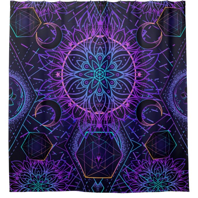 Cortina Para Box Padrão de Geometria Sagrada sem falhas. Símbolos h (Frente)