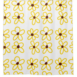 Cortina Para Box Padrão de girassol castanho-amarelo ventre floral 