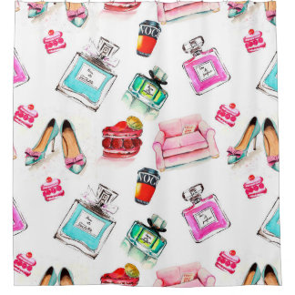 Cortina Para Box Padrão de glamour de moda sem costura de Watercolo
