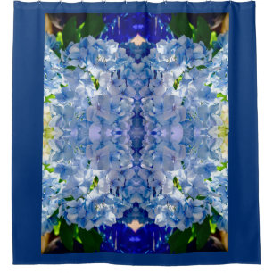 Cortina Para Box Padrão de Hydrangeas Azul