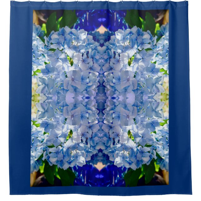 Cortina Para Box Padrão de Hydrangeas Azul (Frente)