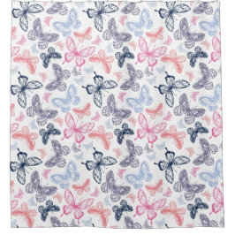 Cortina Para Box Padrão de Ilustração de Borboleta Colorida Bonita