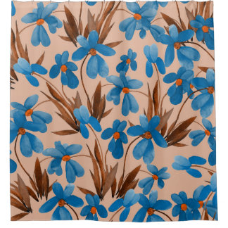 Cortina Para Box Padrão de Impressão de Verão Floral de Aquarela