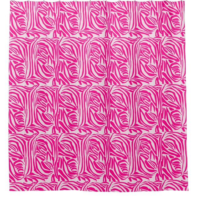 Cortina Para Box Padrão de Impressão de Zebra Rosa (Frente)