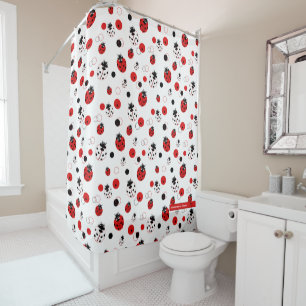 Cortina Para Box Padrão de Ladybug vermelho, preto e branco simple