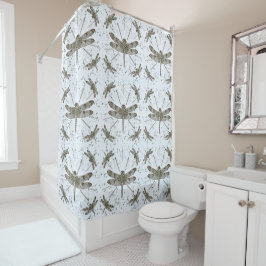 Cortina Para Box Padrão de libélula do ouro - luz