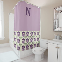 Cortina Para Box Padrão de Lily Ornamental e Roxo Superior