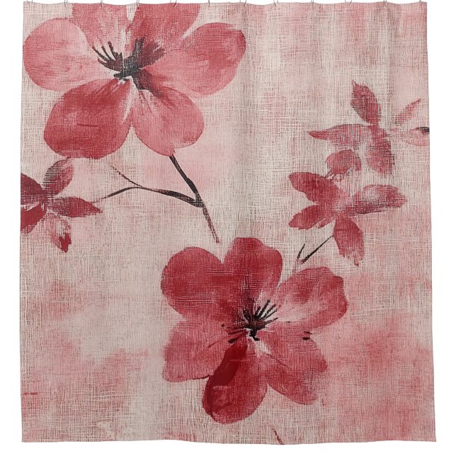 Cortina Para Box Padrão de Linho Floral Rosa Rustico (5) (Frente)