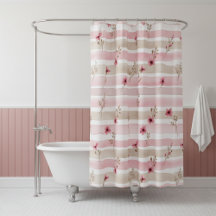 Padrão de Listra Floral em Aquarela Rosa