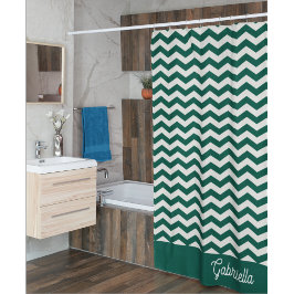 Cortina Para Box Padrão de listra ziguezague em chevron verde-teal