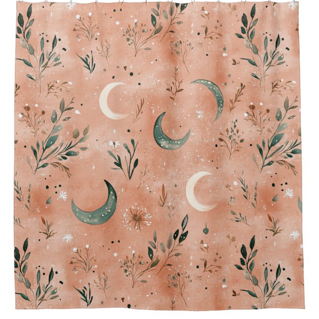 Cortina Para Box Padrão de Lua Floral Boho Celestial (4) (Frente)