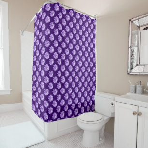 Cortina Para Box Padrão de margarida - Roxo profundo