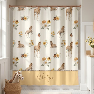 Cortina Para Box Padrão de Monograma de Flor Silvestre de Cavalo La