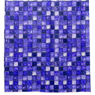 Cortina Para Box Padrão de mosaico azul