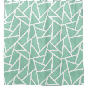 Cortina Para Box Padrão de mosaico branco e verde da Casa da Moeda