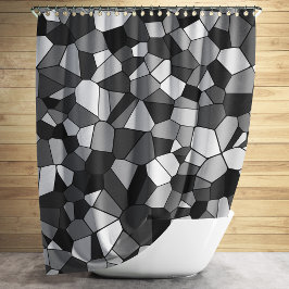 Cortina Para Box Padrão de Mosaico Cinza Moderno