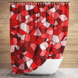 Cortina Para Box Padrão de Mosaico Vermelho Moderno