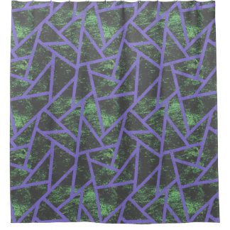 Cortina Para Box Padrão de mosaico violeta e verde