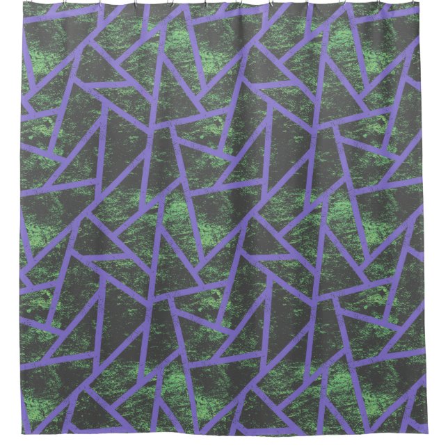 Cortina Para Box Padrão de mosaico violeta e verde (Frente)