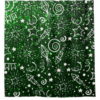 Cortina Para Box Padrão de Natal Branco Verde