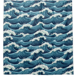 Cortina Para Box Padrão de ondas do Oceano Azul