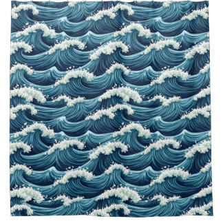 Cortina Para Box Padrão de ondas do Oceano Azul