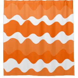 Cortina Para Box Padrão de ondas horizontais laranja e branca desig