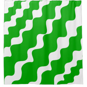 Cortina Para Box Padrão de ondas ofendidas verdes e brancas