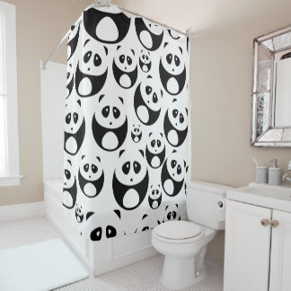 Cortina Para Box Padrão de Panda Branco e Preto de Kawaii