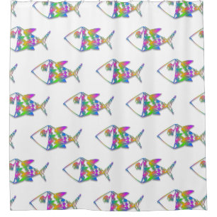 Cortina Para Box Padrão de Peixe abstrato