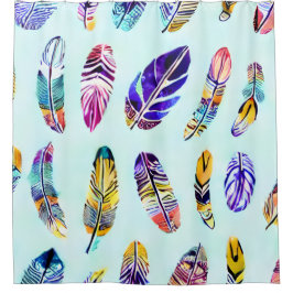 Cortina Para Box Padrão de pena colorido