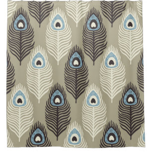 Cortina Para Box Padrão de pena de peacock, estilo de vintage.