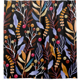 Cortina Para Box Padrão de Plantas de Aquarela abstrato