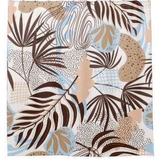 Cortina Para Box Padrão de Plantas Exóticas da abstrato Natureza