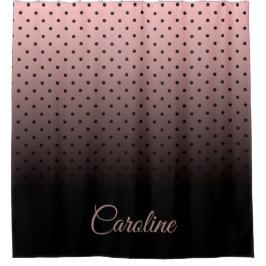 Cortina Para Box Padrão de pontos pretos e Rosa