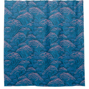 Cortina Para Box Padrão De Recife De Coral Azul E Rosa