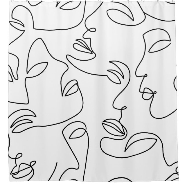 Cortina Para Box Padrão de rosto de linha abstrato 1 (Frente)