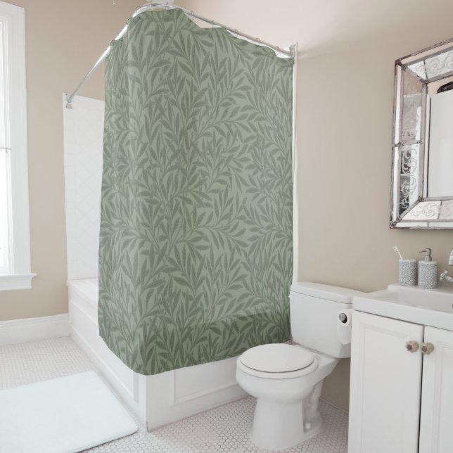 Cortina Para Box Padrão de Salgueiro William Morris Antigo Verde Sa (In Situ)