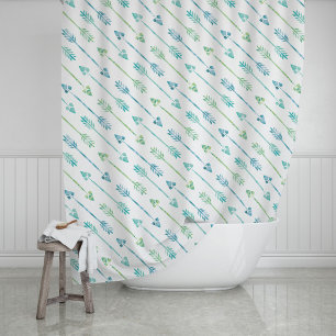 Cortina Para Box Padrão de setas verde e azul de aquarela