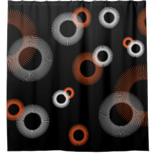 Cortina Para Box Padrão de Starburst Preto Cor - de - Laranja Retro